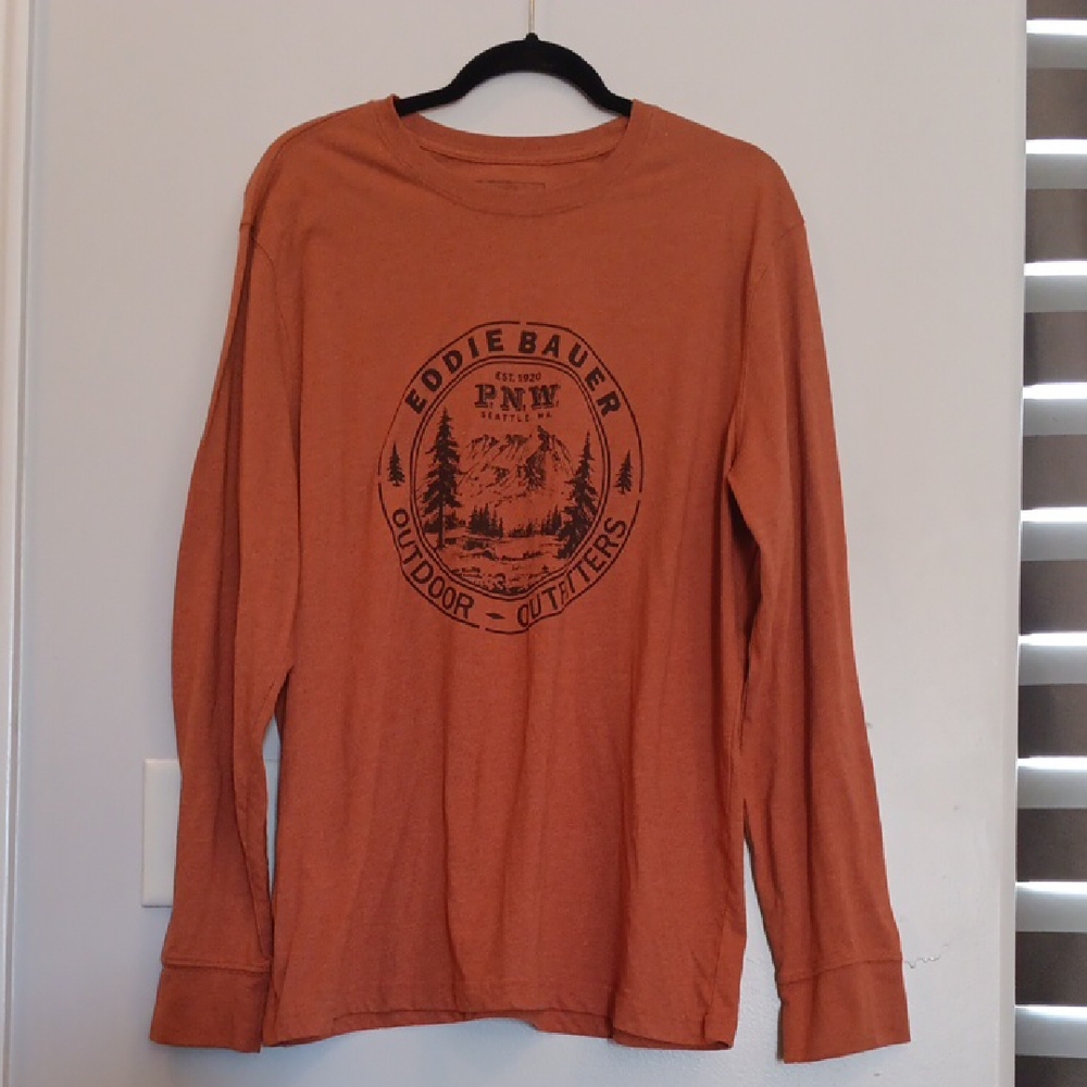 Eddie Bauer Men's Rust Long Sleeve Tee. #408